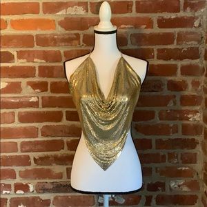 Gold metal halter top